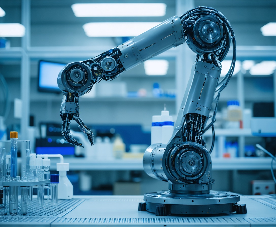 Präzisions-Roboterarm in einer Testumgebung